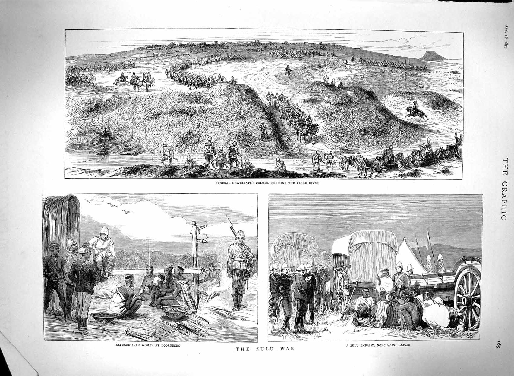 Original Old Antique Print 1879 Zulu War Newdigate Blood River Doornberg Laager