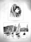 Old Antique Print 1879 Maria Del Pilar Spain Regatta Mediterranean Sigri 19th