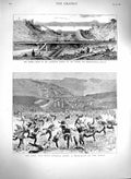 Original Old Antique Print 1879 Zulu War General Wood Siers Llandulas Railway