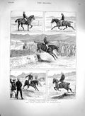 Original Old Antique Print 1879 Horse Show Afghanistan Jumping Siers Jockeys