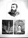 Old Antique Print 1879 Captain Carey Cairo Khedive Egypt Archaeology Rome 19th