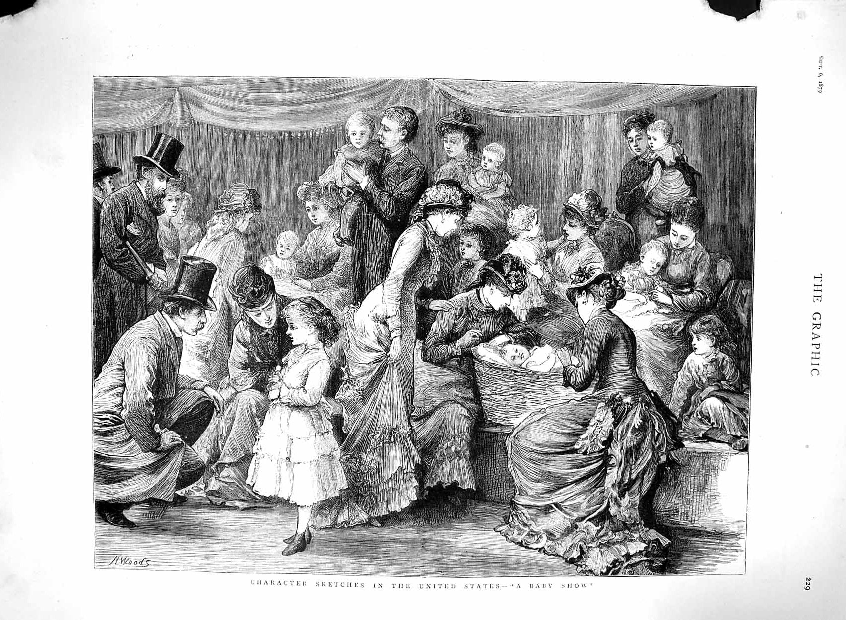 Old Antique Print 1879 Baby Show Character Sketch United States America 19th
