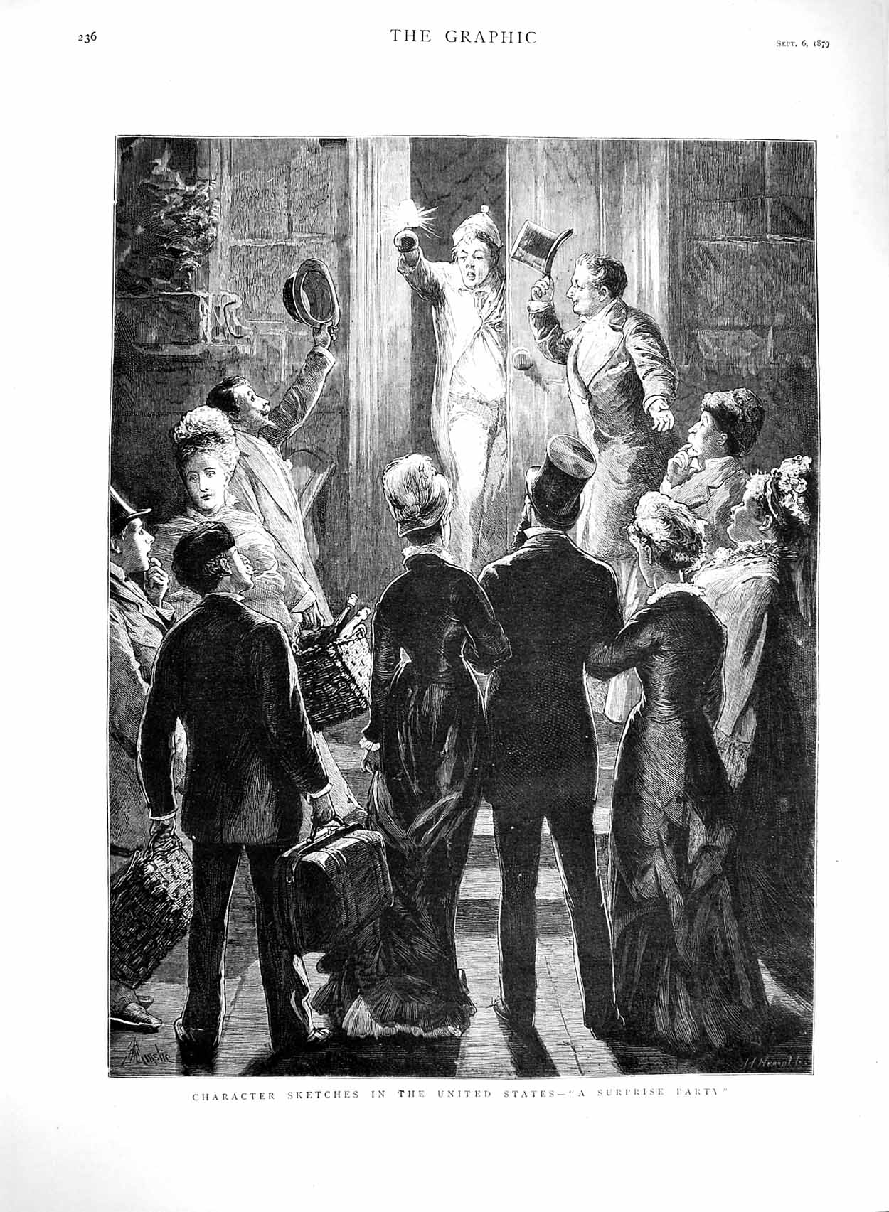 Old Antique Print 1879 Character Sketch Party United States America Home 19th