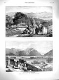 Original Old Antique Print 1879 Afghanistan Tomb Emperor Baber Cabul City 19th
