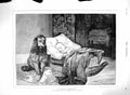 Original Old Antique Print 1879 Spring Fine Art Baby Sleeping Cot Dog French