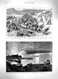 Original Old Antique Print 1879 Prince LeopIsle Man Douglas Zulu War Ulundi