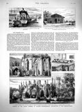 Original Old Antique Print 1879 Church Congress Swansea Morgam Abbey Turkey