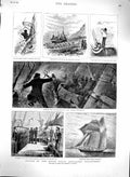 Original Old Antique Print 1879 Royal Navy Schooner Ship Hornet Swansea Mumbles