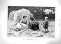Original Old Antique Print 1879 Morgan Royal Academy Farming Family Picnic 19th