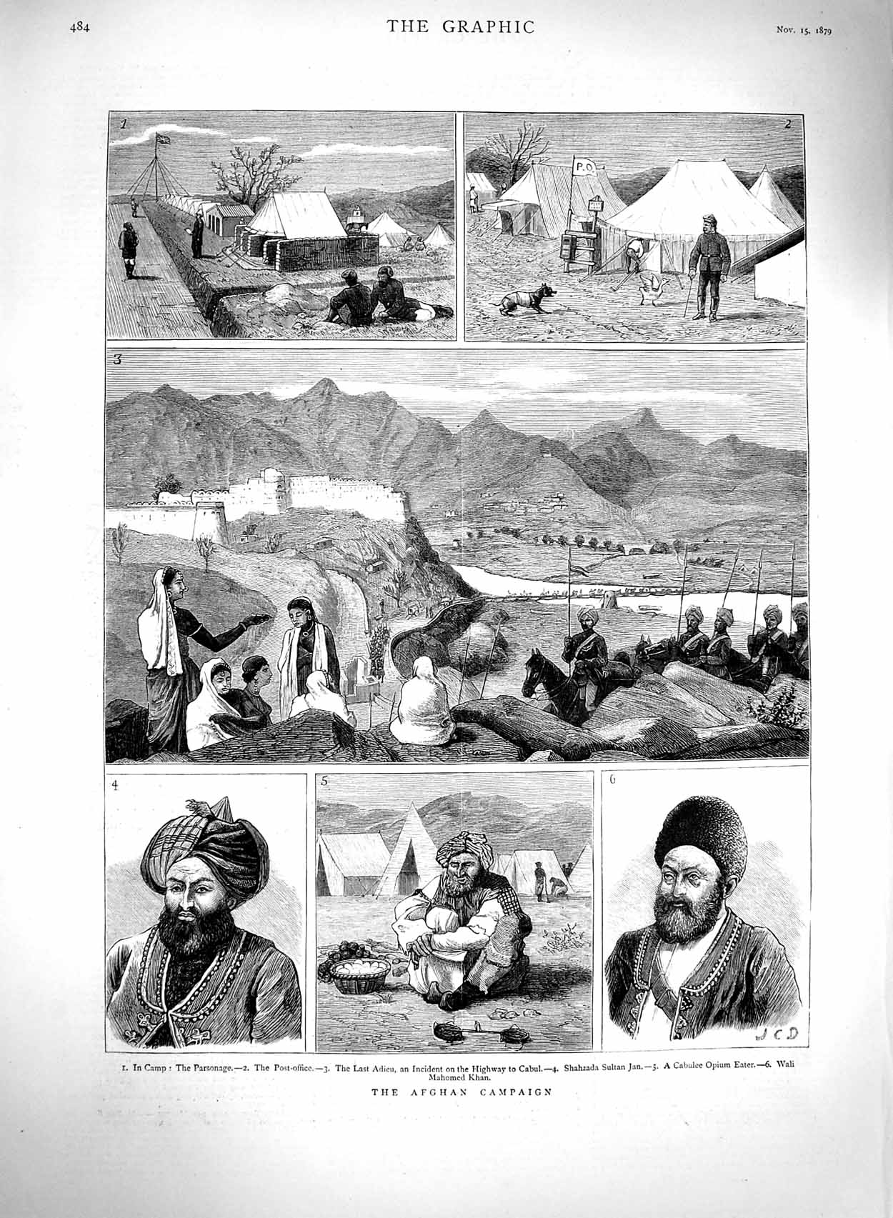 Old Antique Print 1879 Afghan War Parsonage Post Office Sultan Jan Wali 19th