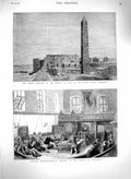 Original Old Antique Print 1879 Sydney Australia House Assembly Obelisk Khedive