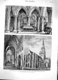 Old Antique Print 1879 Edinburgh Roslin Chapel Cathedral St. Mary Church 19th