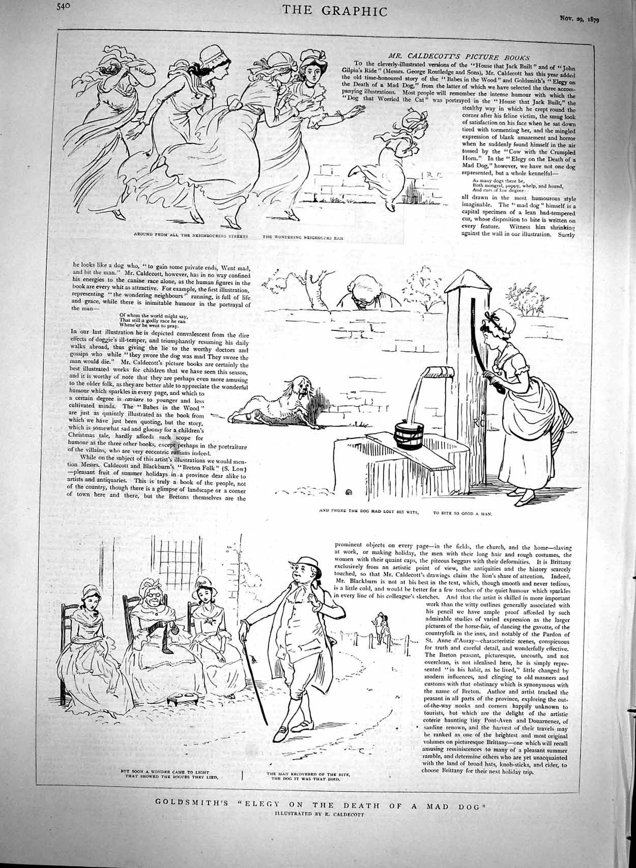 Original Old Antique Print 1879 Gsmith Elegy Death Mad Dog Illustrations 19th