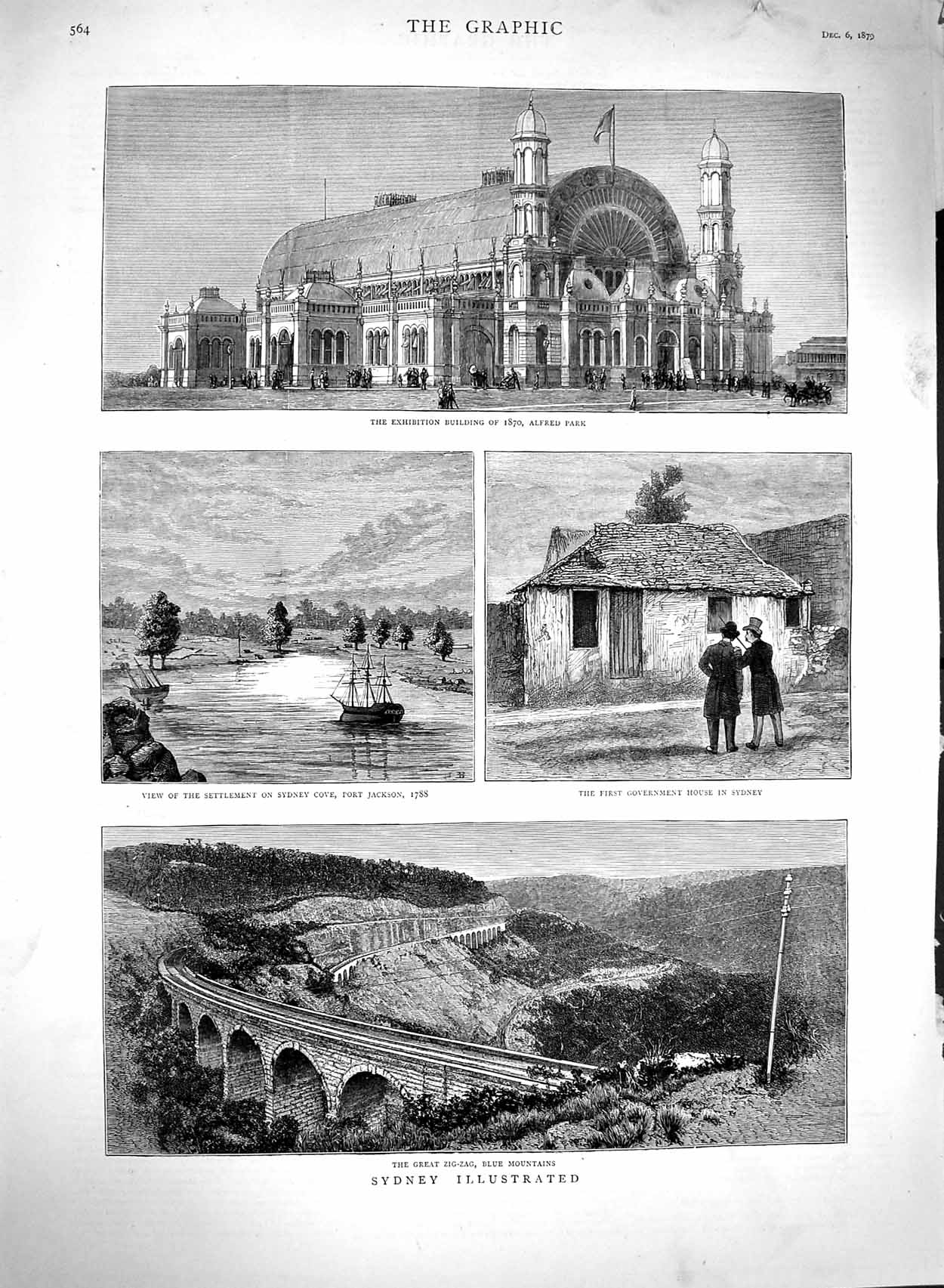 Original Old Antique Print 1879 Sydney Australia Blue Mountains Railway Alfred
