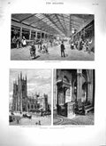 Original Old Antique Print 1879 Sydney Australia St. Andrew'S Cathedral Market