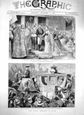 Original Old Antique Print 1879 Royal Wedding Spain Puerta Church Atocha Madrid