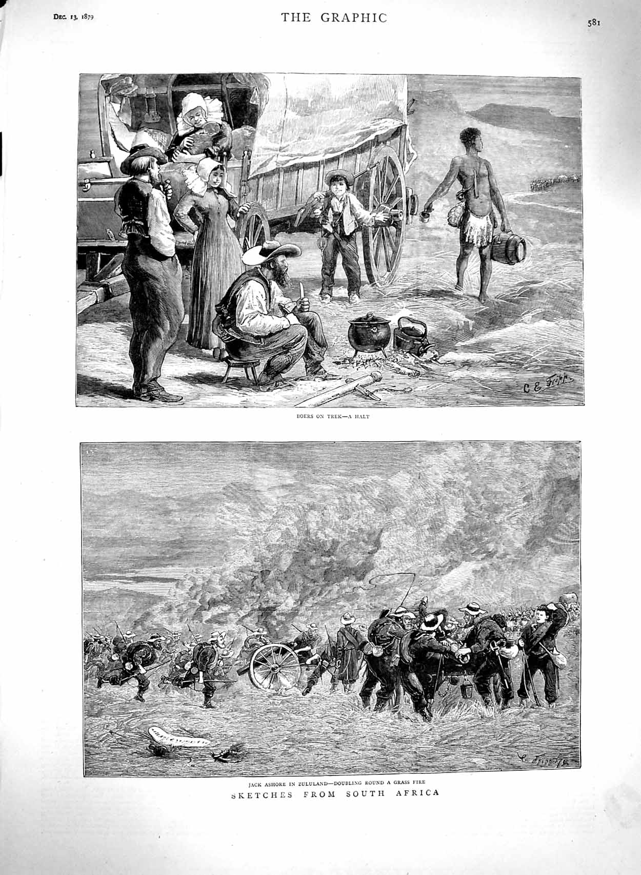 Old Antique Print 1879 South Africa War Jack Zululand Boers Natives Men 19th
