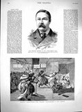 Original Old Antique Print 1879 Reforms Asia Baker Pasha Fijians War Dance 19th