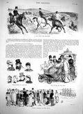 Original Old Antique Print 1879 Harriers Hunting Horses Sport Pier Beach 19th