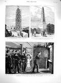 Original Old Antique Print 1879 Thanksgiving Ship Rasdoynik Cleopatra'S Needle