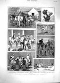 Original Old Antique Print 1880 Pig Sticking India Hunting Camp Sport Su 19th