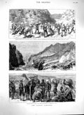 Original Old Antique Print 1880 Afghan War Cabul River Siers Kashub Sherpur