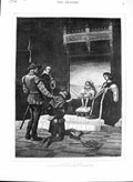 Original Old Antique Print 1880 Royal Academy Art Men Hunting Crime Deer Loomis