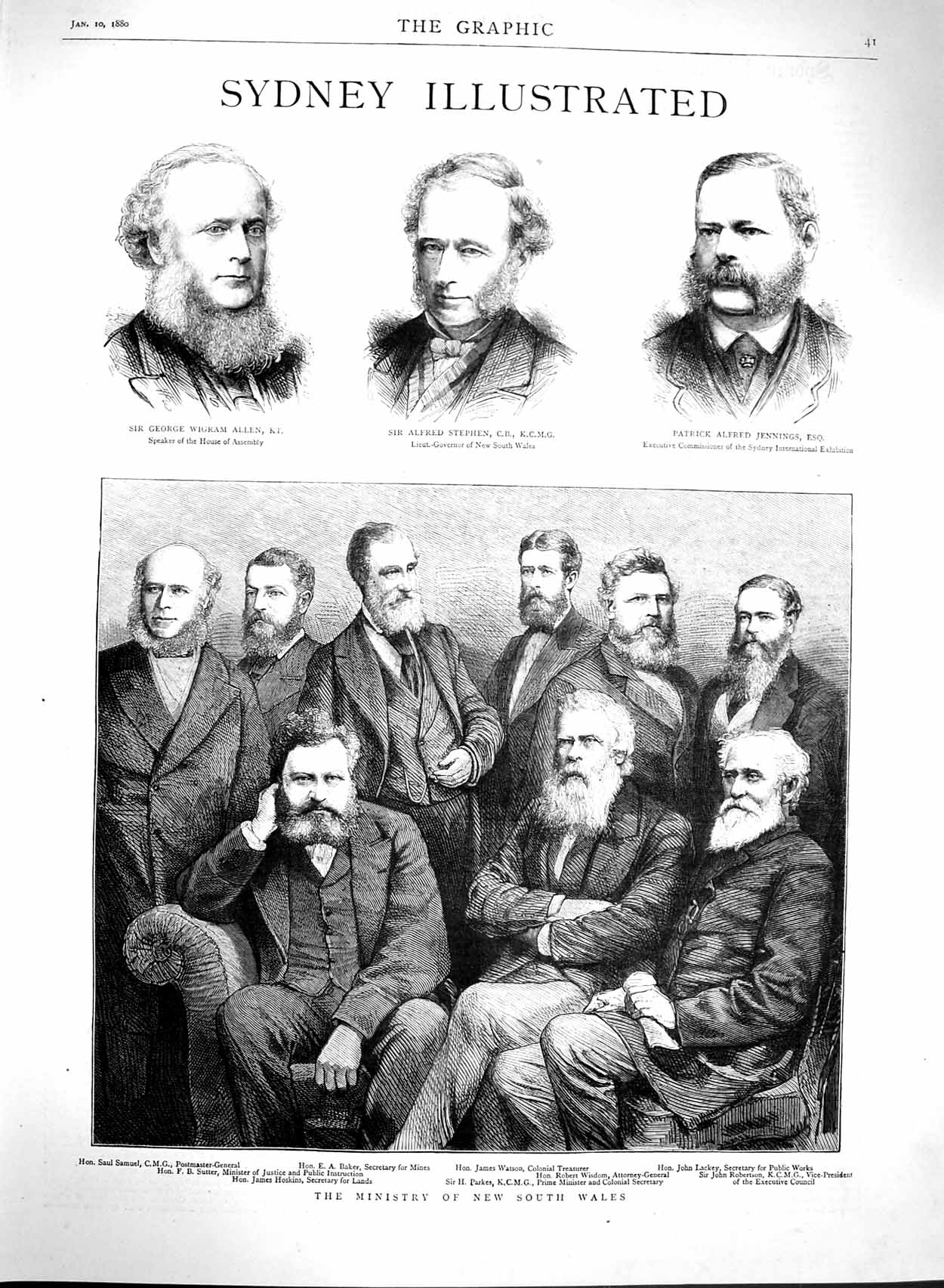 Original Old Antique Print 1880 Ministry Wales Allen Stephen Jennings Australia