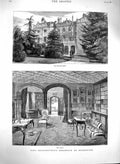 Old Antique Print 1880 Earl Beaconsfield Hughenden Library House Garden 19th
