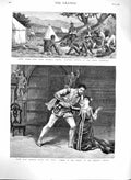Original Old Antique Print 1880 Africa Baker Russell Goetz Taming Shrew Theatre