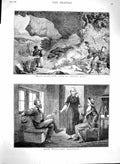 Original Old Antique Print 1880 Africa Boer Men Scene Morosi Death War Siers