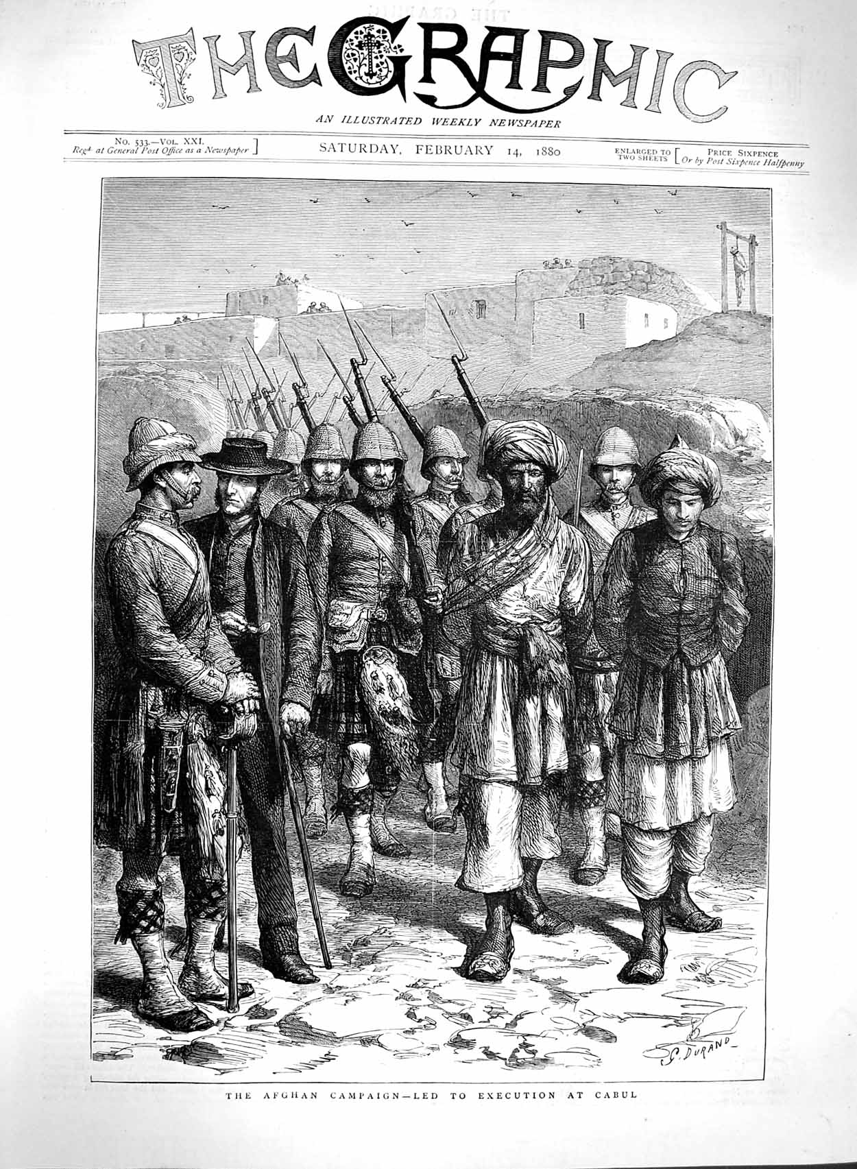 Original Old Antique Print 1880 Afghan Campaign Cabul War Scottish Siers Army