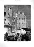 Original Old Antique Print 1880 Fagoting Midlothian Building Edinburgh Scotland