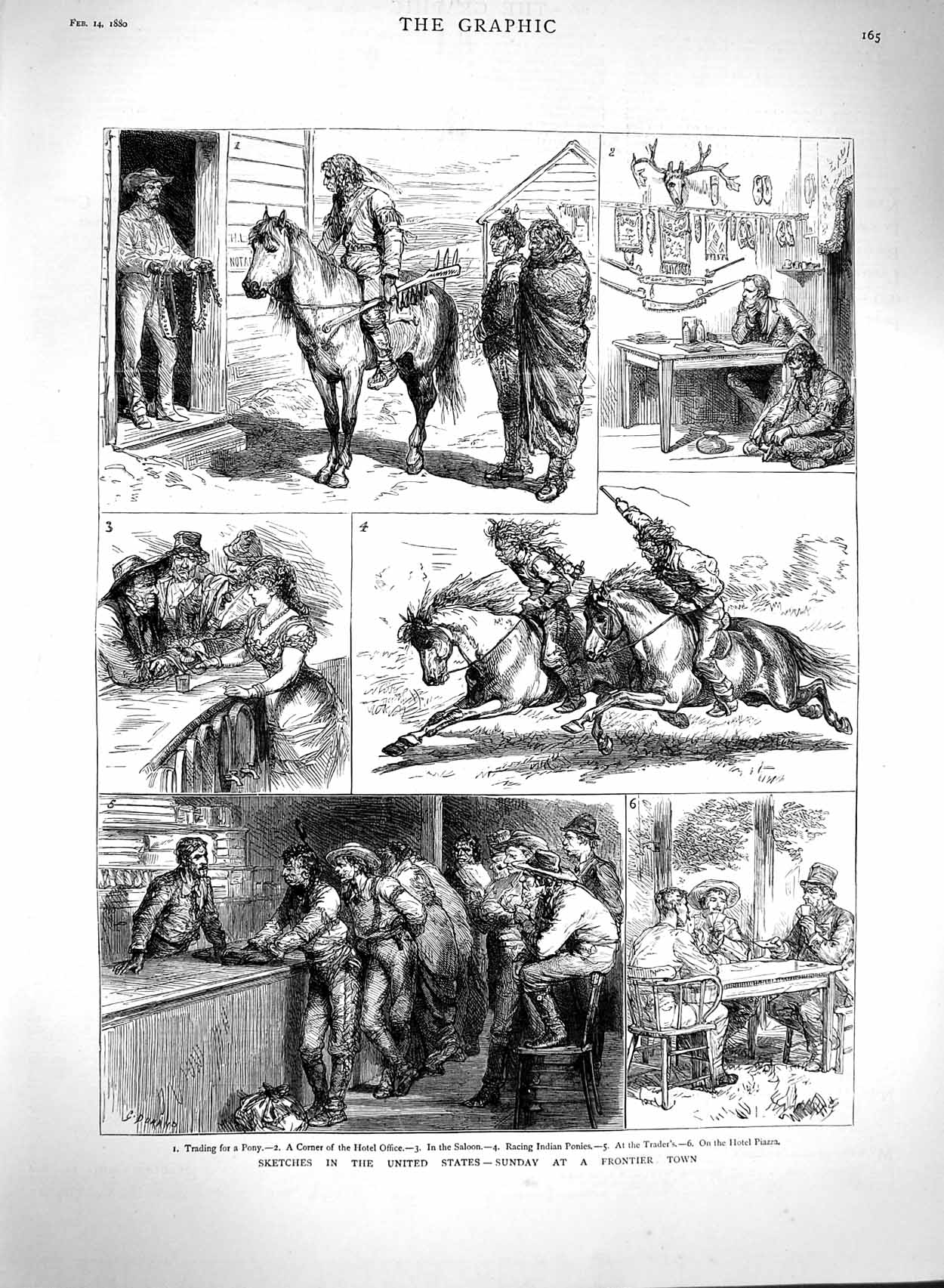 Old Antique Print 1880 United States America Racing Ponies Hotel Piazza 19th