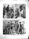 Original Old Antique Print 1880 Distress Ireland Priest Family Home Children