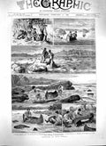Original Old Antique Print 1880 Conoeing Nova Scotia Lake Rossignol Li Victorian
