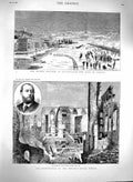Original Old Antique Print 1880 Theatre Royal Dublin Egerton Switzerland 19th