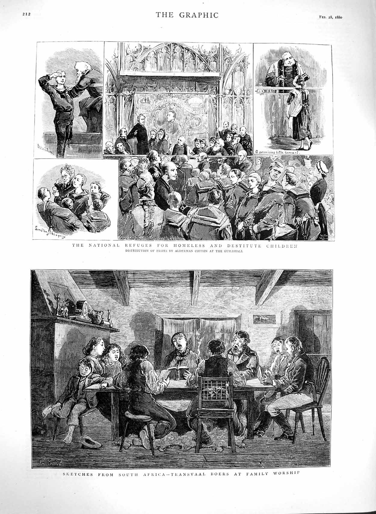 Original Old Antique Print 1880 Africa Transvaal Boers Family Homeless Children