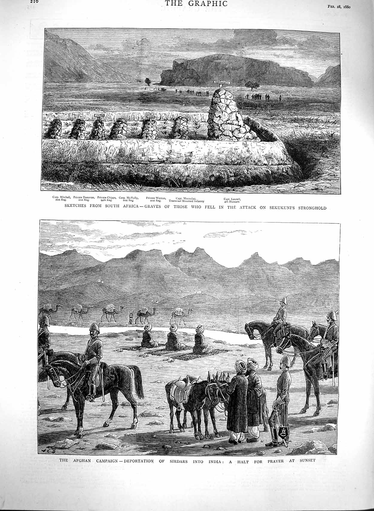 Original Old Antique Print 1880 Africa Sekukuni Afghan Campaign Sirdars India