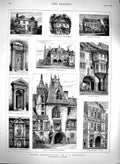 Old Antique Print 1880 Architecture Bourges Wurzberg Peterborough Strand 19th