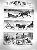 Old Antique Print 1880 British North America Red River Indians Columbia 19th