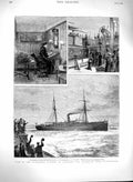 Old Antique Print 1880 Empress Eugenie Zululand Ship German Southampton 19th