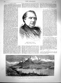 Original Old Antique Print 1880 Joseph Ernest Renan Notre Dame Mountains M 19th