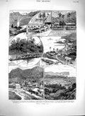 Original Old Antique Print 1880 Fiji Boiling Springs Savu Nasova Levuka Cicia