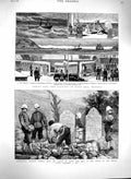 Original Old Antique Print 1880 Afghanistan Graves War Peiwar Ship Orontes 19th