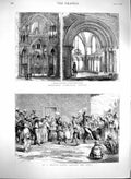 Original Old Antique Print 1880 Drontheim Cathedral Norway Chilian Rodeo Cueca