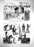 Original Old Antique Print 1880 India Hunting Sport Brompton Barracks Chatham
