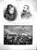 Original Old Antique Print 1880 San Francisco Labour Baroness Rammingen Windsor