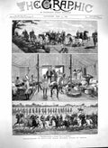 Original Old Antique Print 1880 India Bahar Mountain Siers Bengal Horses Camp