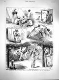 Old Antique Print 1880 Construction Candahar Railway Train Sibi Natives 19th